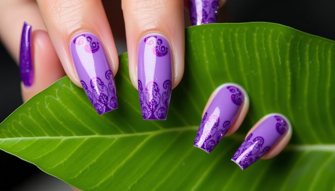 purple color nail art designs